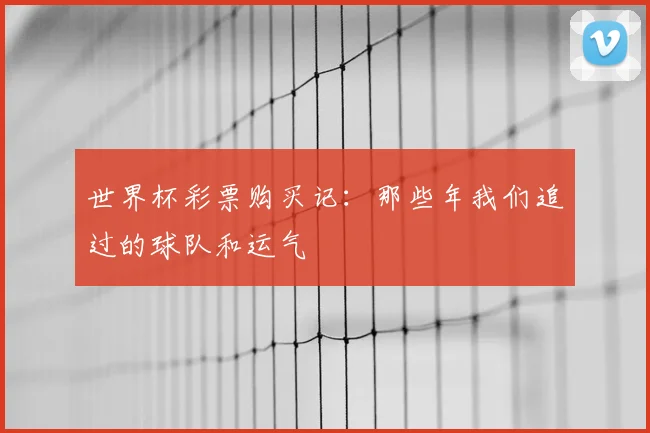 世界杯彩票购买记：那些年我们追过的球队和运气